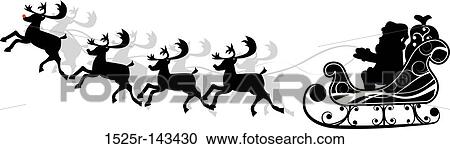Christmas santa and deers, vector View Large Illustration Clipart - Christmas santa and deers, vector. Fotosearch