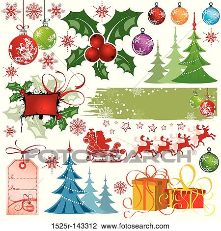 Drawing - Christmas set. Fotosearch