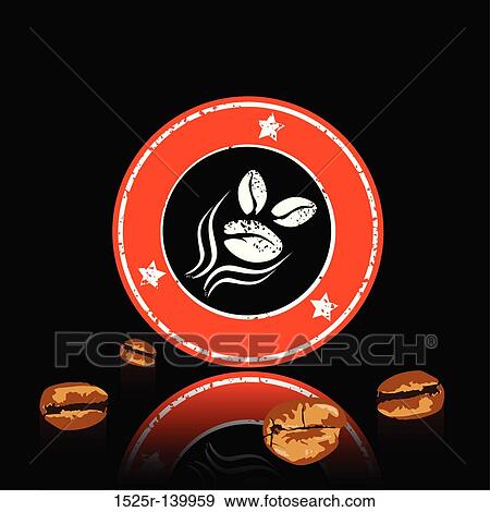 Stock Illustration - Coffee Label and Beans. Fotosearch