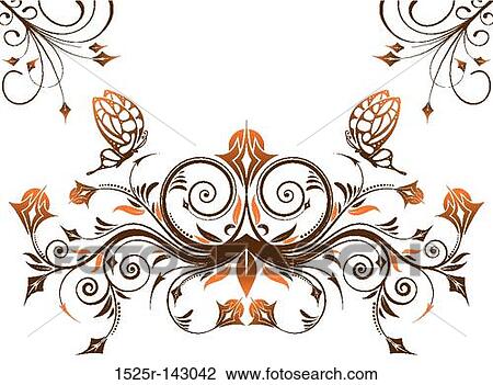 Collect flower border View Large Illustration Drawing - Collect flower border. Fotosearch