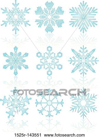 Clip Art - Collection of snowflakes, vector. Fotosearch