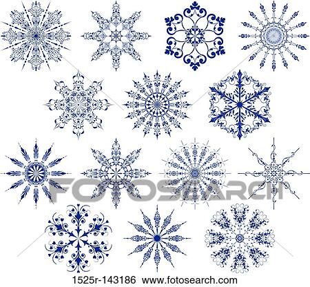 Stock Illustration - Collection of snowflakes, vector. Fotosearch