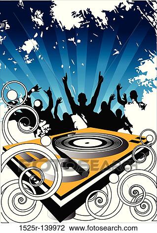 Drawing - Crowd and Turntable. Fotosearch