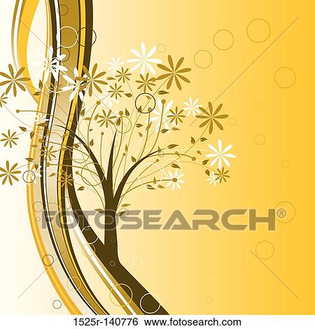 Stock Illustration - Decorative tree background, vector. Fotosearch