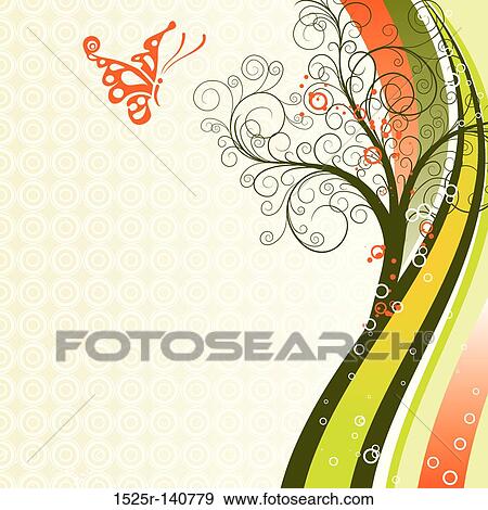 Stock Illustration - Decorative tree background, vector. Fotosearch