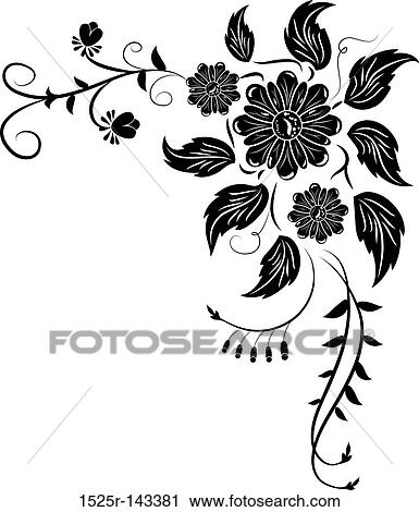 Element for design, corner flower, vector View Large Illustration Clip Art - Element for design, corner flower, vector. Fotosearch