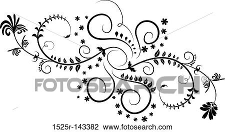 Drawing - Element for design, corner flower, vector. Fotosearch