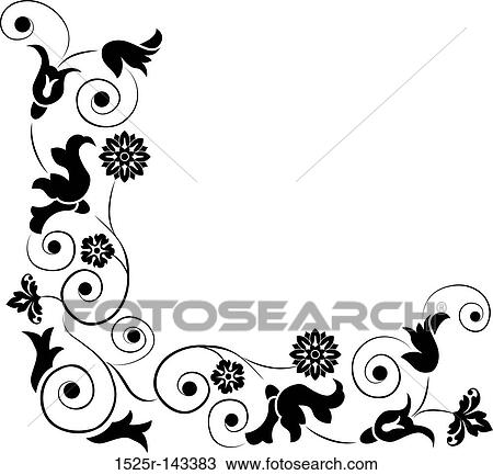 Drawing - Element for design, corner flower, vector. Fotosearch