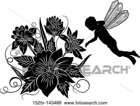 Element for design, flower with silhouette elf, illustration View Large Illustration Stock Illustration - Element for design, flower with silhouette elf, illustration. Fotosearch