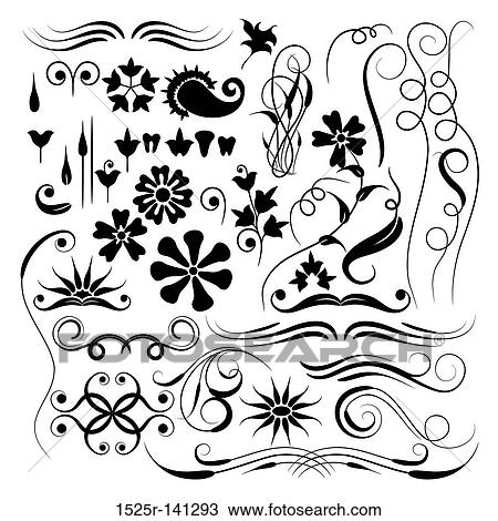 Drawing - Elements for design, brush, vector. Fotosearch