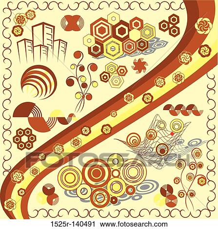 Clip Art - Elements for design (house, circle... ), vector. Fotosearch