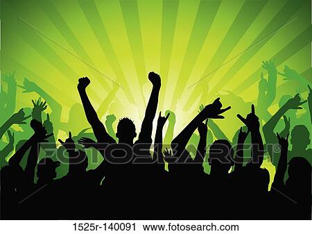 Clip Art - Excited Party Crowd. Fotosearch