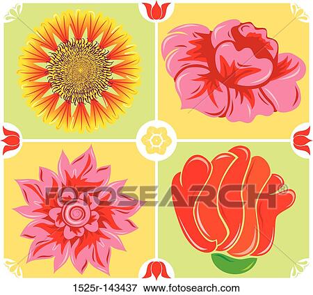 Floral background, icon set, illustration View Large Illustration Stock Illustration - Floral background, icon set, illustration. Fotosearch