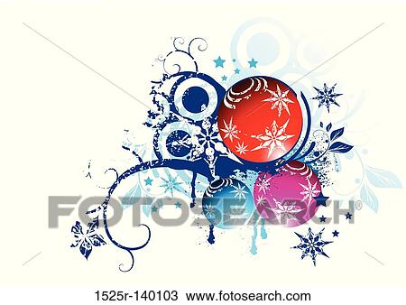 Floral Christmas Balls View Large Illustration Drawing - Floral Christmas Balls. Fotosearch
