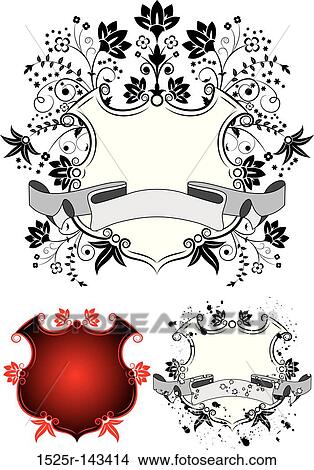 Floral coat of arms, vector View Large Illustration Stock Illustration - Floral coat of arms, vector. Fotosearch