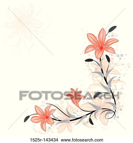 Floral element for design with lily, vector View Large Illustration Stock Illustration - Floral element for design with lily, vector. Fotosearch