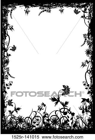 Floral grunge frame, vector View Large Illustration Stock Illustration - Floral grunge frame, vector. Fotosearch