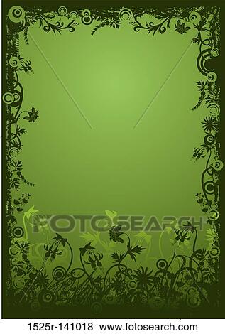 Stock Illustration - Floral grunge frame, vector. Fotosearch