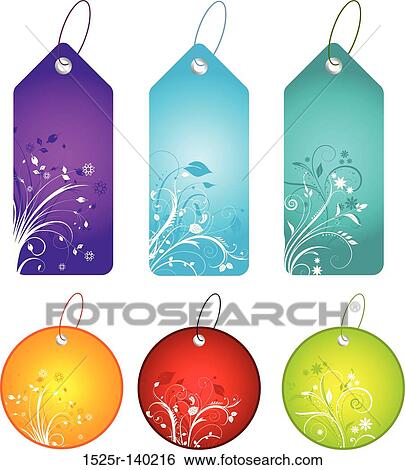 floral labels View Large Illustration Stock Illustration - floral labels. Fotosearch