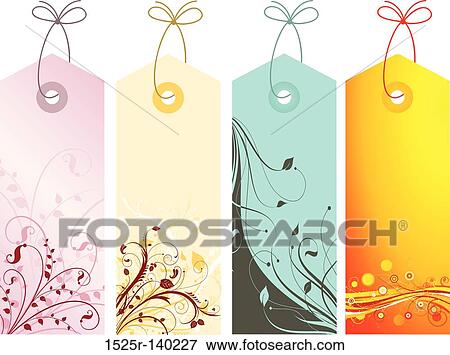 Stock Illustration - floral labels. Fotosearch