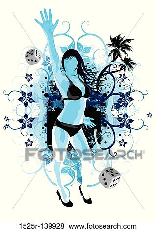 Floral Party Girl View Large Illustration Stock Illustration - Floral Party Girl. Fotosearch