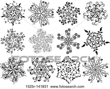 Floral snowflakes, vector View Large Illustration Clip Art - Floral snowflakes, vector. Fotosearch