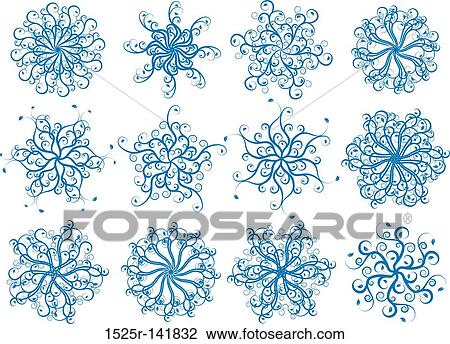 Floral snowflakes, vector View Large Illustration Drawing - Floral snowflakes, vector. Fotosearch