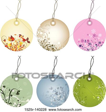 floral tags View Large Illustration Stock Illustration - floral tags. Fotosearch