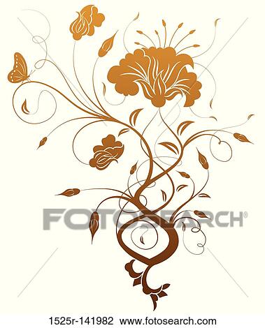 Drawing - Flower background. Fotosearch