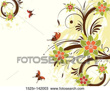 Drawing - Flower background. Fotosearch