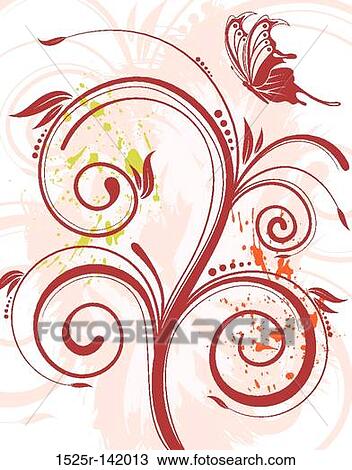 Drawing - Flower background. Fotosearch