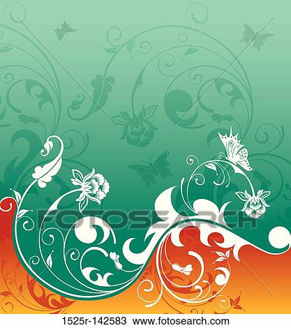 Drawing - Flower background. Fotosearch