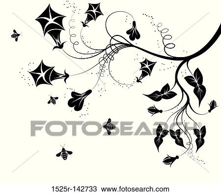 Drawing - Flower background. Fotosearch