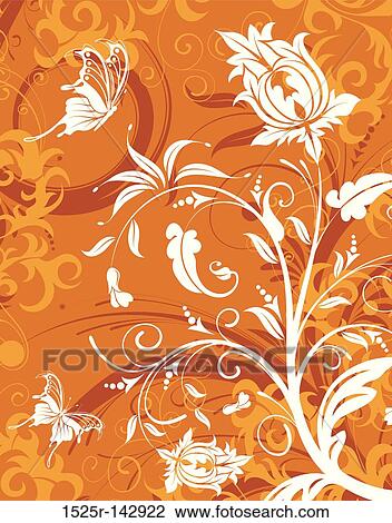 Drawing - Flower background. Fotosearch