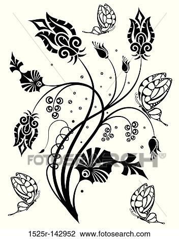 Drawing - Flower background. Fotosearch