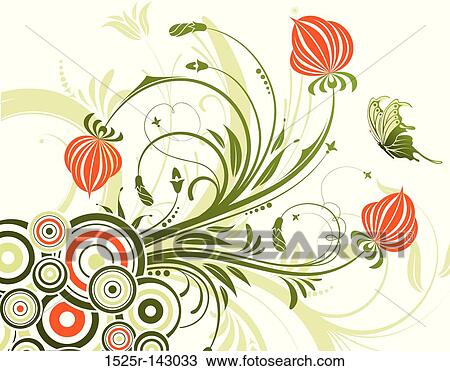 Drawing - Flower background. Fotosearch