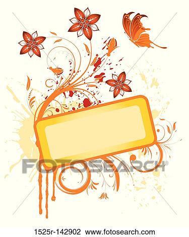 Drawing - Flower frame. Fotosearch