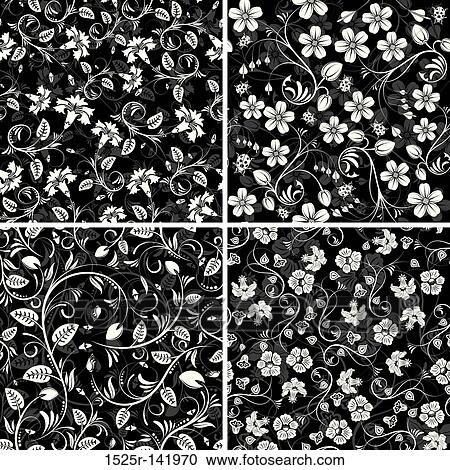 Four seamless flower patterns View Large Illustration Clipart - Four seamless flower patterns. Fotosearch