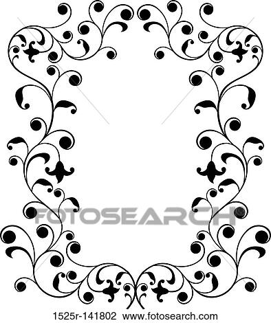 Frame with curls, border View Large Illustration Drawing - Frame with curls, border. Fotosearch