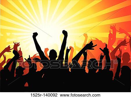 Drawing - Get ready to Rock Crowd. Fotosearch