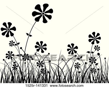 Grass and flower, vector View Large Illustration Clip Art - Grass and flower, vector. Fotosearch