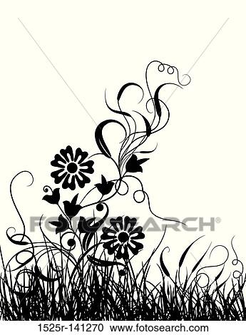 Grass and flower, vector View Large Illustration Clipart - Grass and flower, vector. Fotosearch