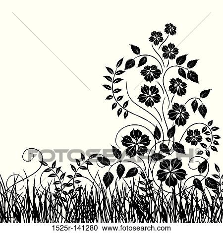 Clipart - Grass and flower, vector. Fotosearch