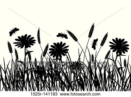 Grass and flower, vector View Large Illustration Drawing - Grass and flower, vector. Fotosearch