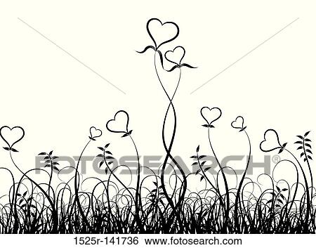 Grass and hearts, vector View Large Illustration Stock Illustration - Grass and hearts, vector. Fotosearch