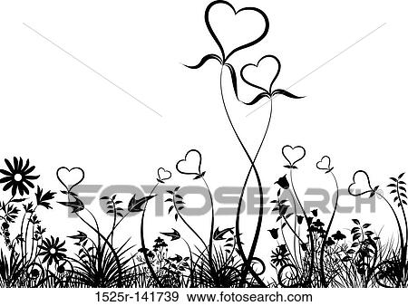 Grass and hearts, vector View Large Illustration Stock Illustration - Grass and hearts, vector. Fotosearch