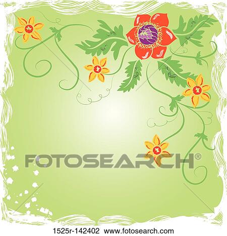 Drawing - Grunge background flower, elements for design. Fotosearch