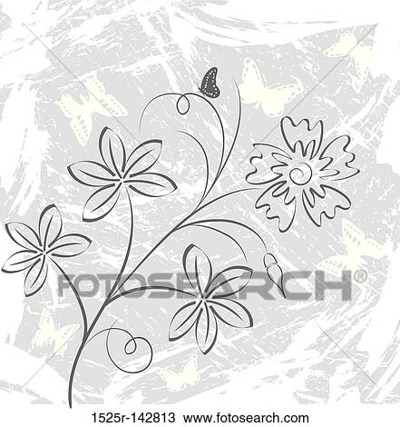 Grunge background flower, elements for design, vector View Large Illustration Drawing - Grunge background flower, elements for design, vector. Fotosearch