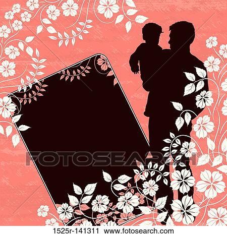 Clip Art - Grunge father, floral background, vector. Fotosearch
