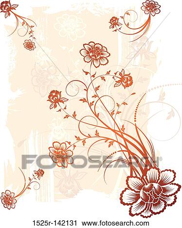 Clip Art - Grunge floral background. Fotosearch